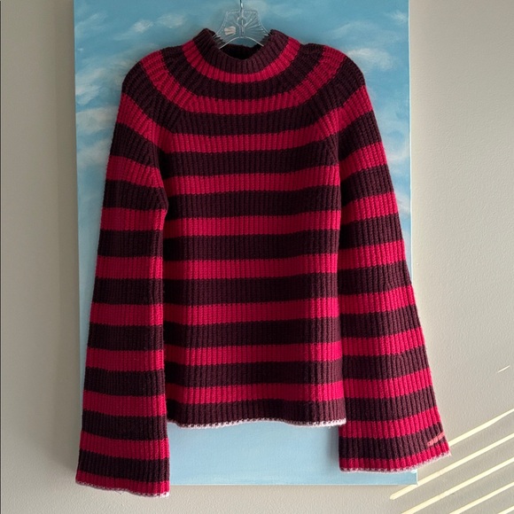 Maeve Pink and Burgundy Striped Turtleneck Sweater - Picture 8 of 15